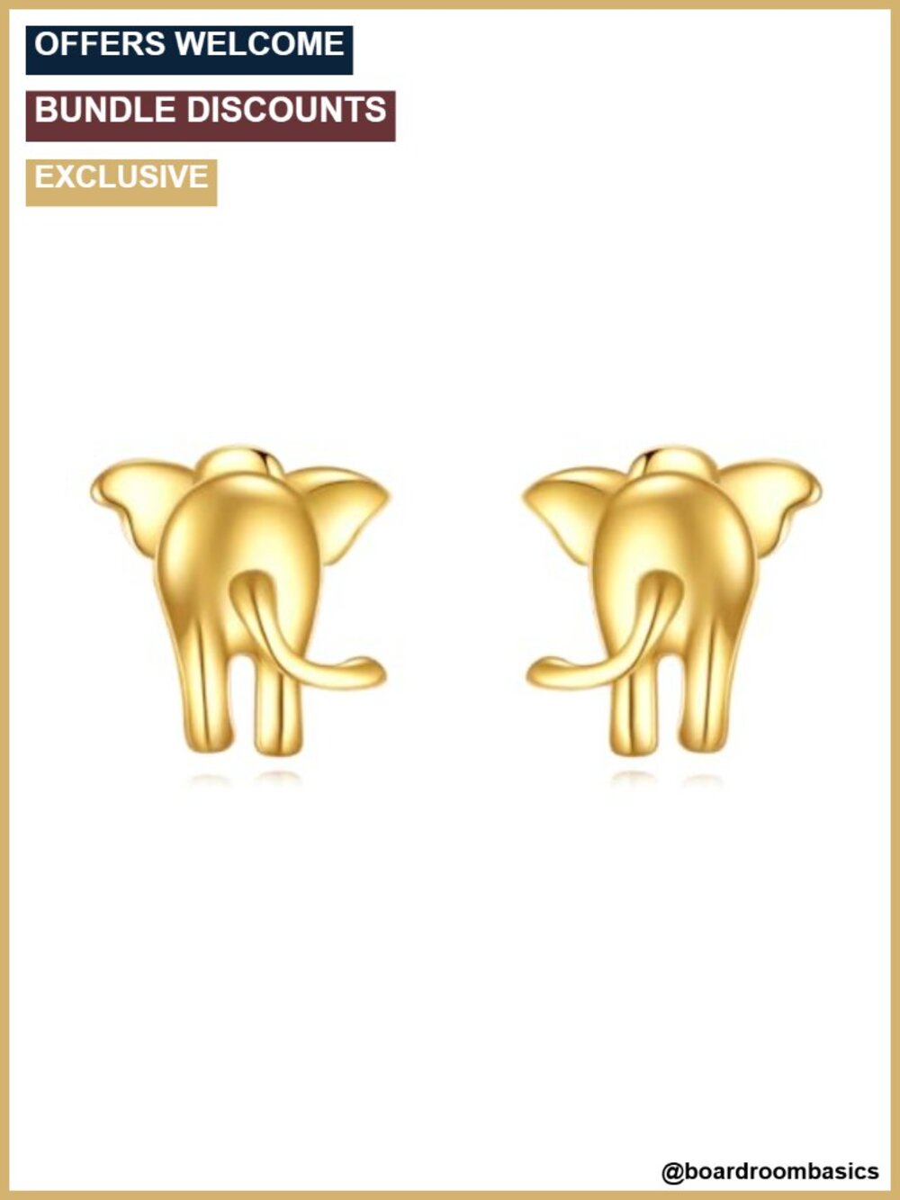 14k Gold Animal Stud Earrings Elephant Design Real Gold Jewelry Gift